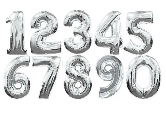 Mini Number Silver Foil Balloon